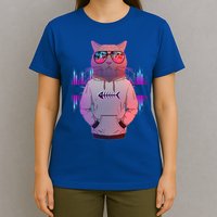 Cool Retro Hipster Hip Hop Music Cat T-Shirt