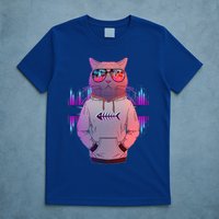 Cool Retro Hipster Hip Hop Music Cat T-Shirt
