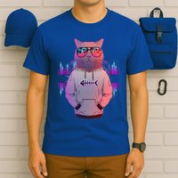 Cool Retro Hipster Hip Hop Music Cat T-Shirt