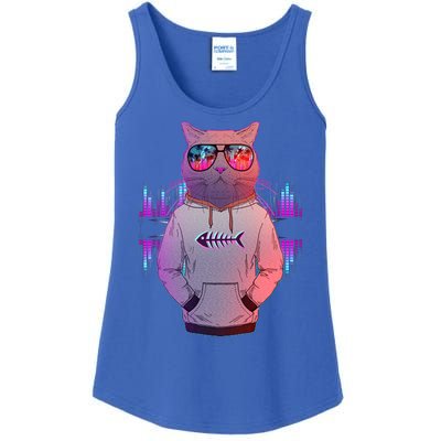 Cool Retro Hipster Hip Hop Music Cat Ladies Essential Tank