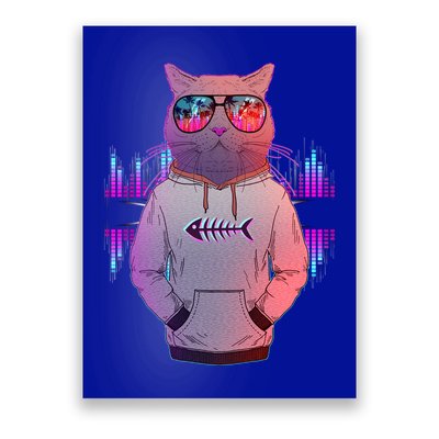 Cool Retro Hipster Hip Hop Music Cat Poster