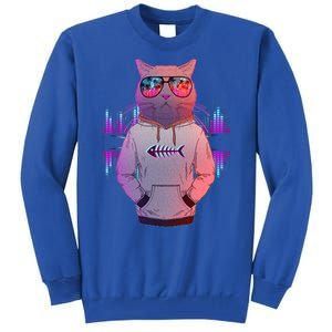 Cool Retro Hipster Hip Hop Music Cat Tall Sweatshirt