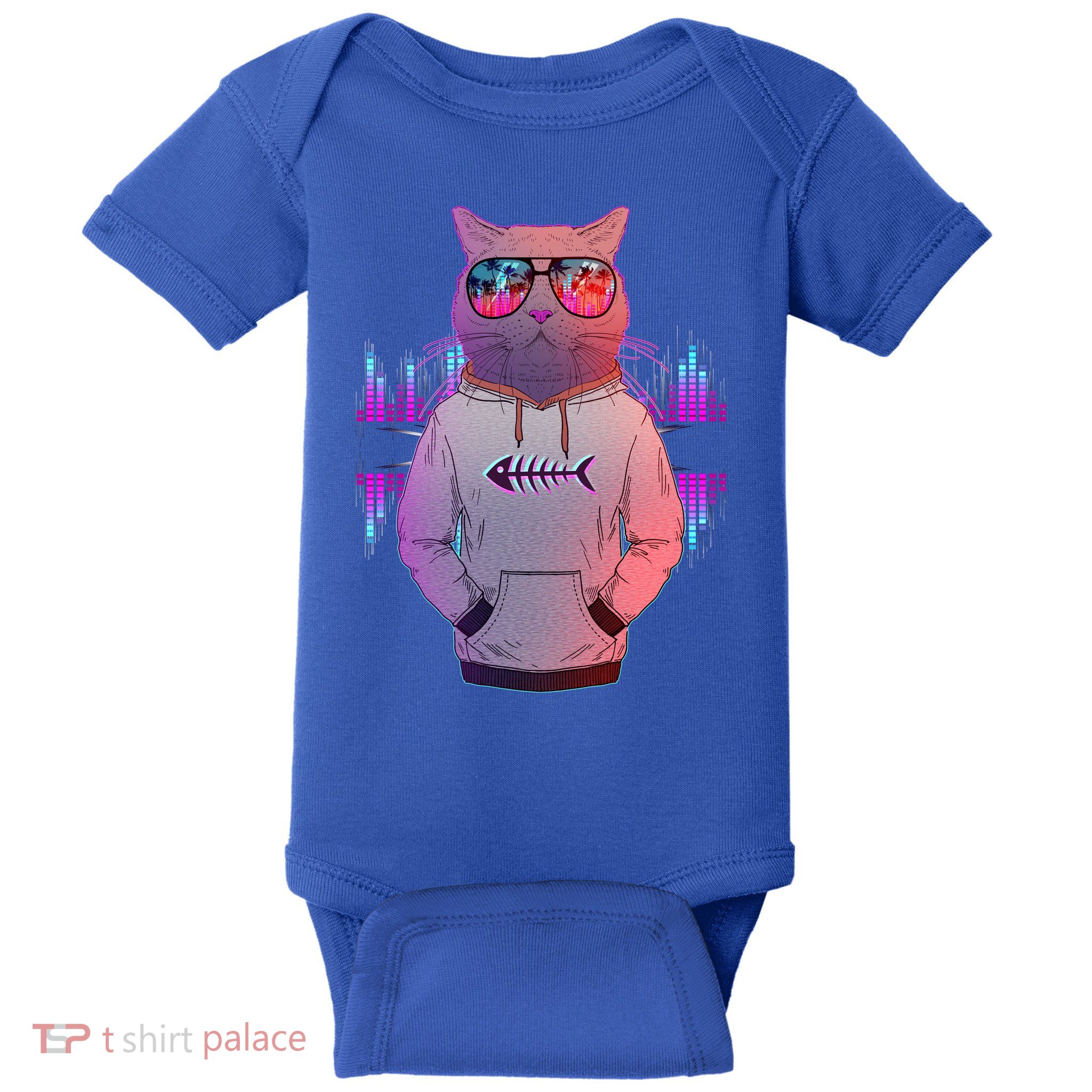 Cool Retro Hipster Hip Hop Music Cat Baby Bodysuit