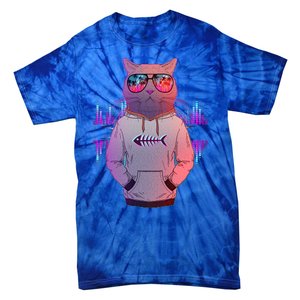 Cool Retro Hipster Hip Hop Music Cat Tie-Dye T-Shirt