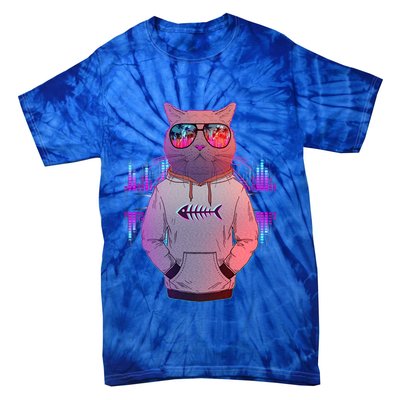 Cool Retro Hipster Hip Hop Music Cat Tie-Dye T-Shirt