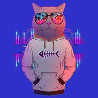 Cool Retro Hipster Hip Hop Music Cat Womens T-Shirt