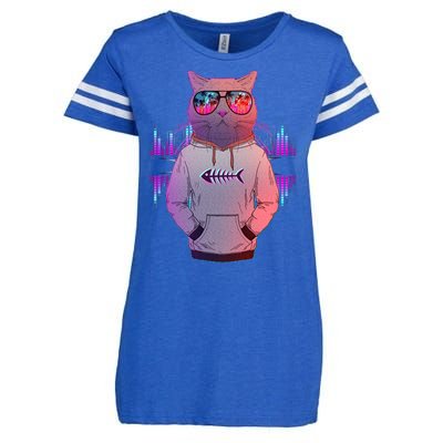 Cool Retro Hipster Hip Hop Music Cat Enza Ladies Jersey Football T-Shirt