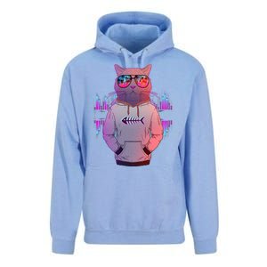 Cool Retro Hipster Hip Hop Music Cat Unisex Surf Hoodie