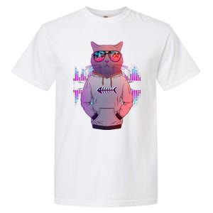 Cool Retro Hipster Hip Hop Music Cat Garment-Dyed Heavyweight T-Shirt