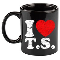 Cute Red Heart I Love T.S 11oz C Handle Ceramic Mug