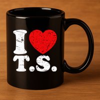 Cute Red Heart I Love T.S 11oz C Handle Ceramic Mug