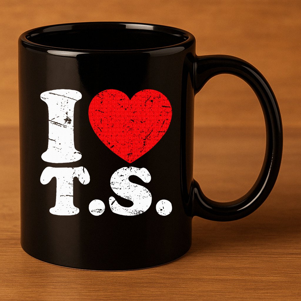 Cute Red Heart I Love T.S 11oz C Handle Ceramic Mug