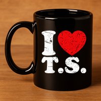 Cute Red Heart I Love T.S 11oz C Handle Ceramic Mug