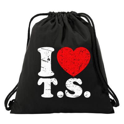 Cute Red Heart I Love T.S Drawstring Bag
