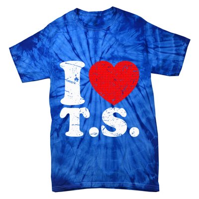 Cute Red Heart I Love T.S Tie-Dye T-Shirt