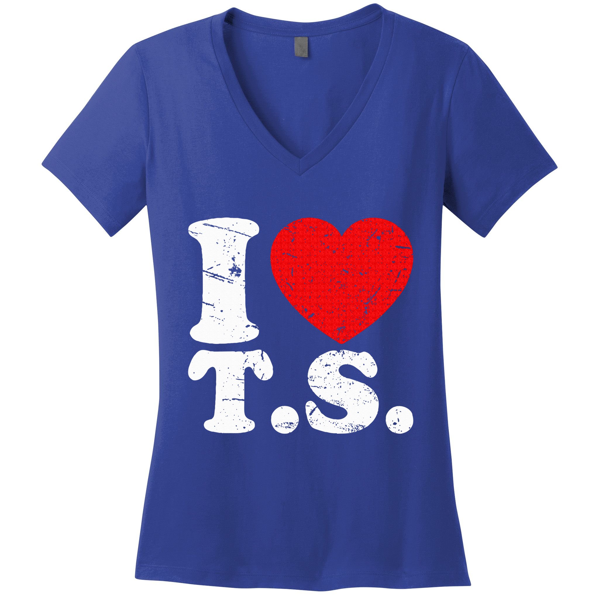 Cute Red Heart I Love T.S Women's V-Neck T-Shirt