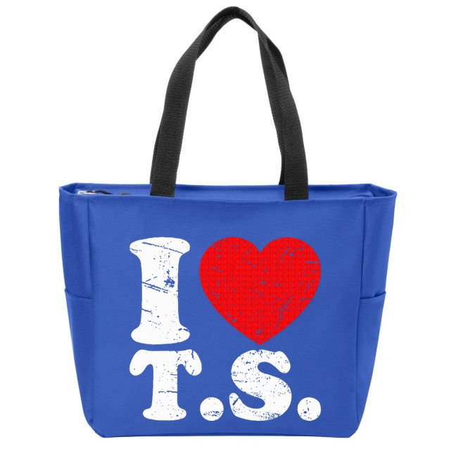 Cute Red Heart I Love T.S Zip Tote Bag