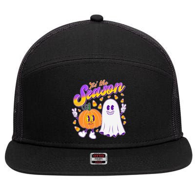 Cute Retro Halloween Tis The Season 7 Panel Mesh Trucker Snapback Hat