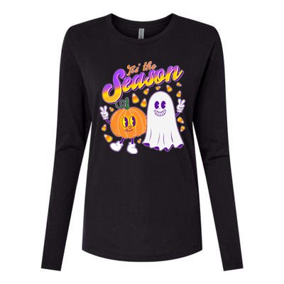 Cute Retro Halloween Tis The Season Womens Cotton Relaxed Long Sleeve T-Shirt