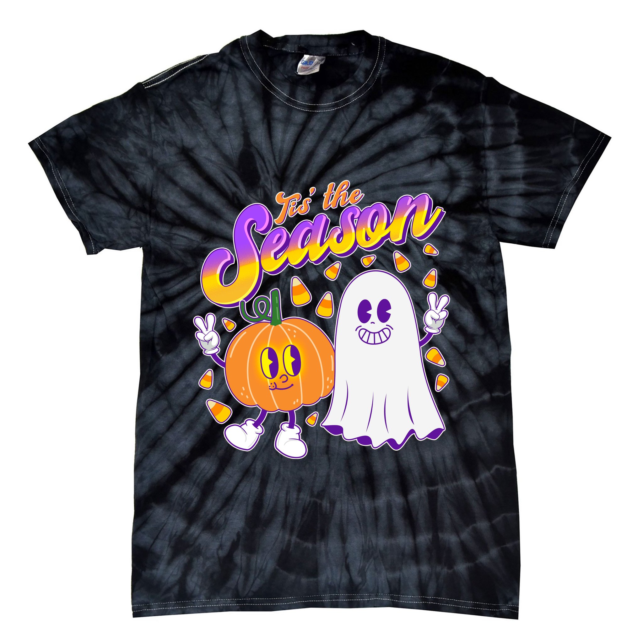 Cute Retro Halloween Tis The Season Tie-Dye T-Shirt