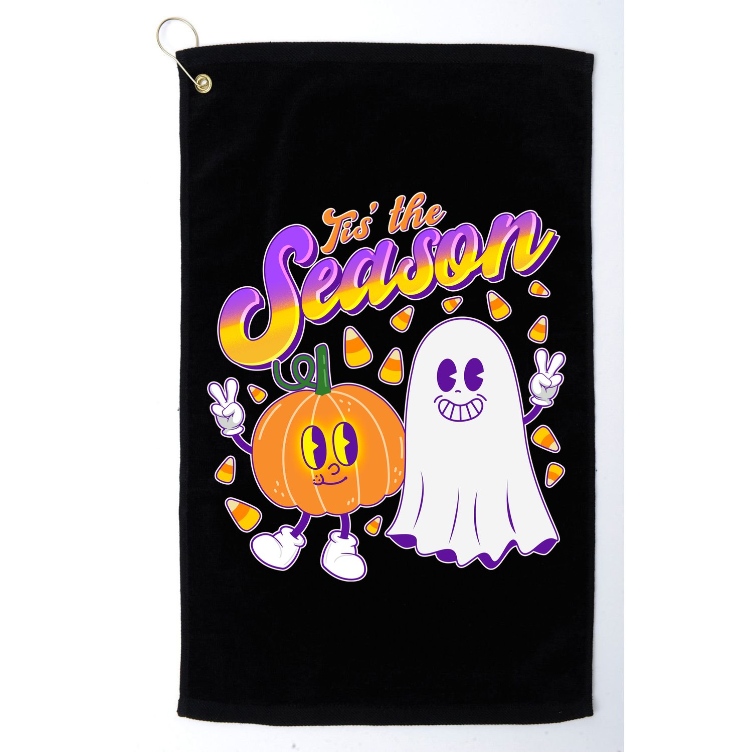 Cute Retro Halloween Tis The Season Golf Towel