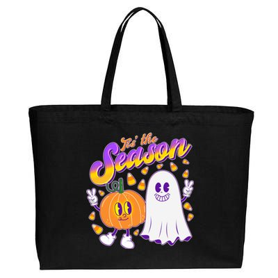 Cute Retro Halloween Tis The Season Cotton Canvas Jumbo Tote