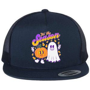 Cute Retro Halloween Tis The Season Flat Bill Trucker Hat