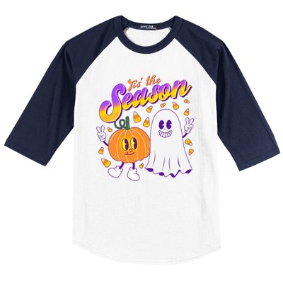 Cute Retro Halloween Tis The Season Baseball Sleeve Shirt