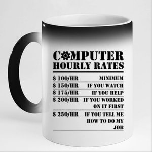 Computer Repair Hourly Rate Funny Tech Support Labor Funny Gift 11oz Black Color Changing Mug