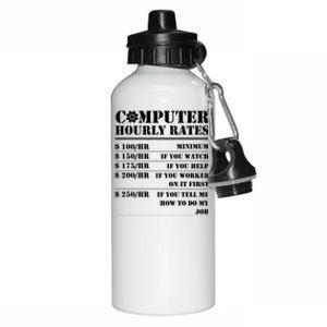 Computer Repair Hourly Rate Funny Tech Support Labor Funny Gift Aluminum Water Bottle