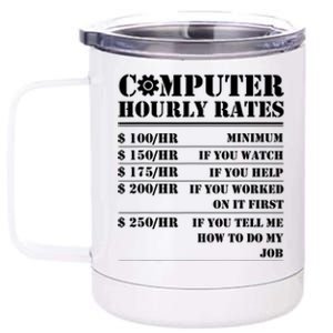 Computer Repair Hourly Rate Funny Tech Support Labor Funny Gift 12 oz Stainless Steel Tumbler Cup