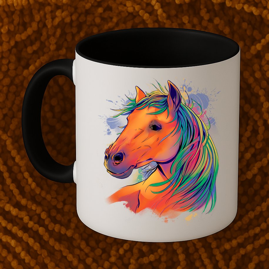 Colorful Rainbow Horse Mug