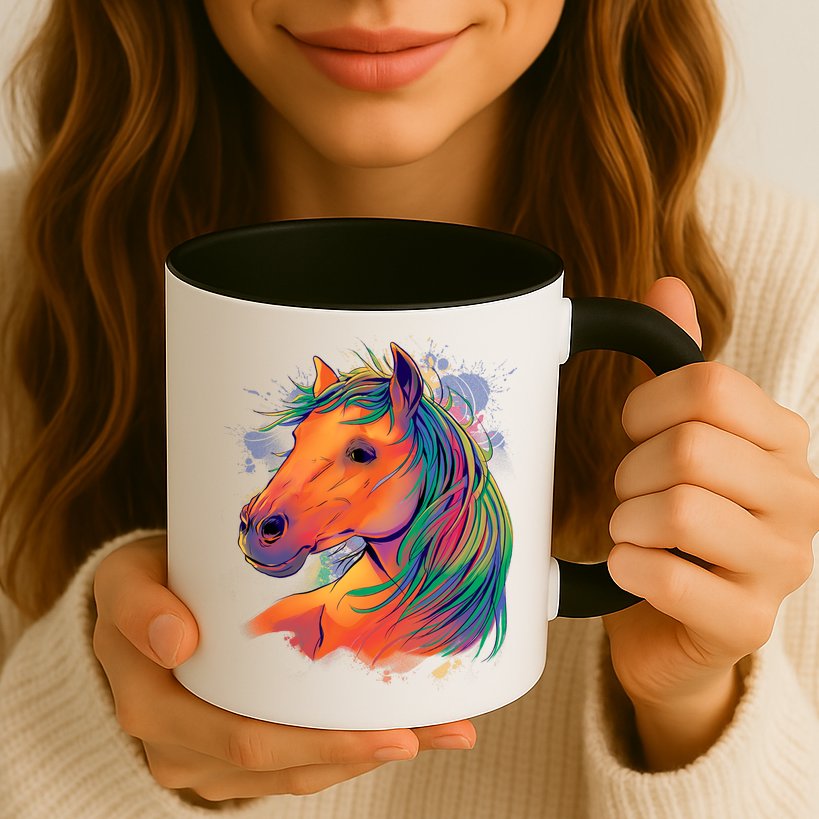 Colorful Rainbow Horse Mug