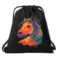 Colorful Rainbow Horse Drawstring Bag