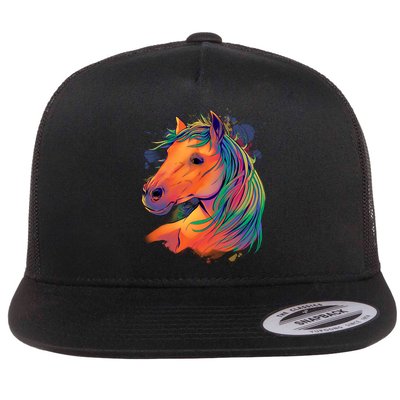 Colorful Rainbow Horse Flatbill Hat