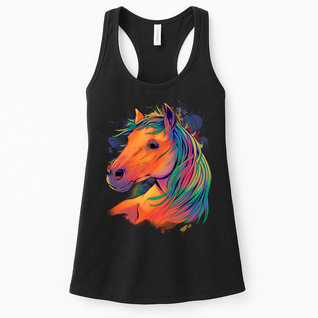 Colorful Rainbow Horse Womens Tank Top