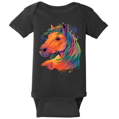 Colorful Rainbow Horse Baby Bodysuit