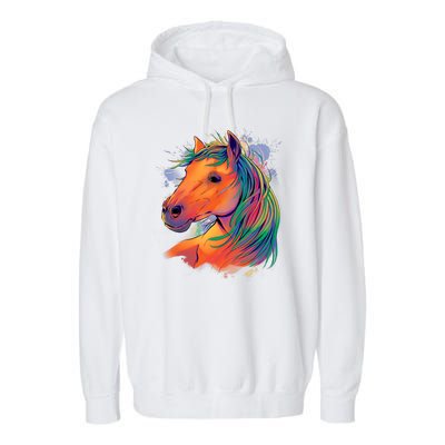 Colorful Rainbow Horse Garment-Dyed Fleece Hoodie