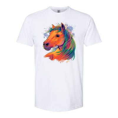 Colorful Rainbow Horse Softstyle® CVC T-Shirt