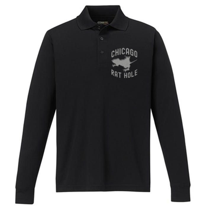 Chicago Rat Hole Hilarious Souvenir From Chicago Funny Performance Long Sleeve Polo