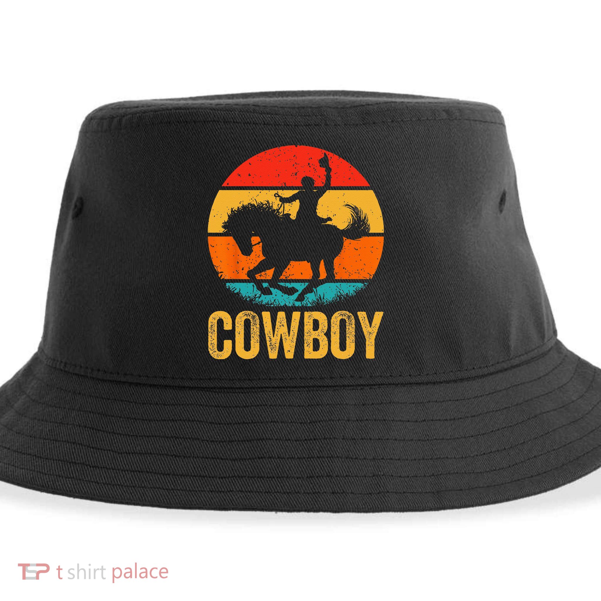 Cowboy Rodeo Horse Gifts Country Vintage Western Cowboy Sustainable Bucket Hat