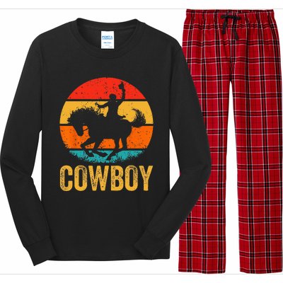 Cowboy Rodeo Horse Gifts Country Vintage Western Cowboy Long Sleeve Pajama Set