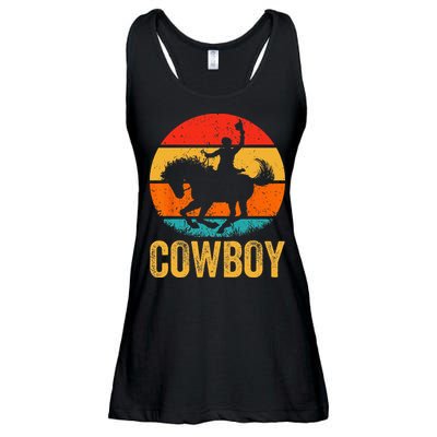 Cowboy Rodeo Horse Gifts Country Vintage Western Cowboy Ladies Essential Flowy Tank