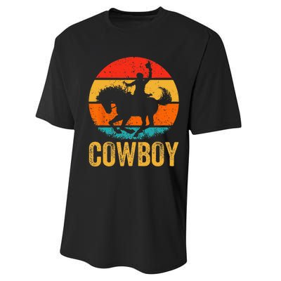 Cowboy Rodeo Horse Gifts Country Vintage Western Cowboy Performance Sprint T-Shirt