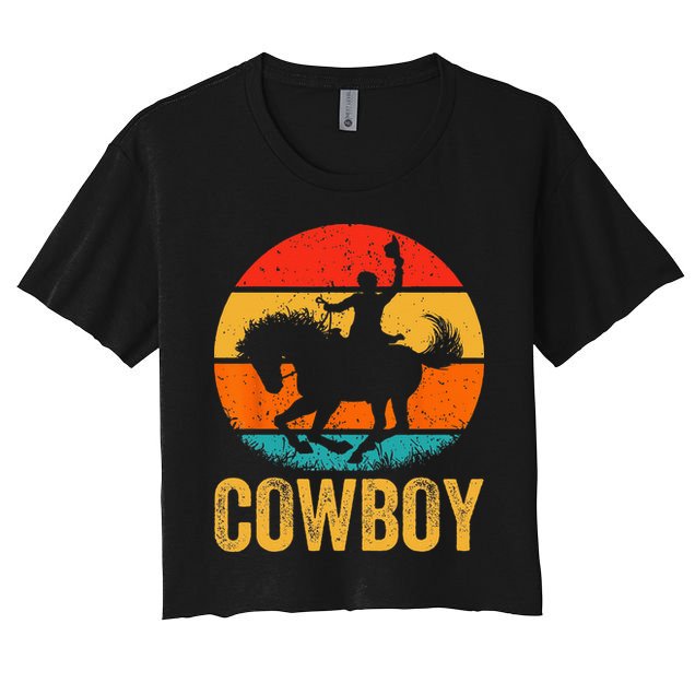 Cowboy Rodeo Horse Gifts Country Vintage Western Cowboy Crop Top