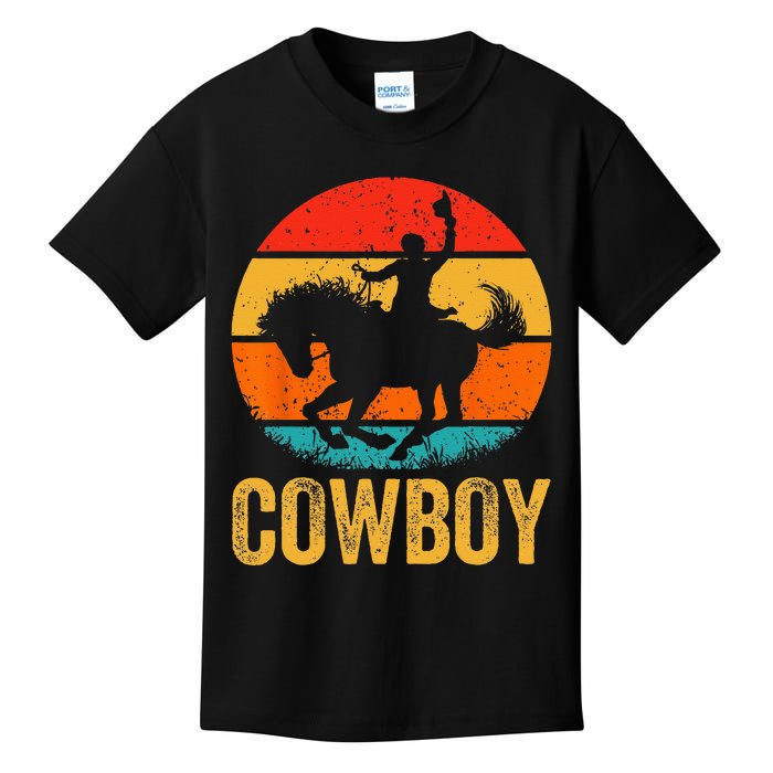 Cowboy Rodeo Horse Gifts Country Vintage Western Cowboy Kids T-Shirt