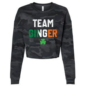 Cute Red Head Team Ginger St Patricks Day Green Irish Flag Funny Gift Cropped Pullover Crew