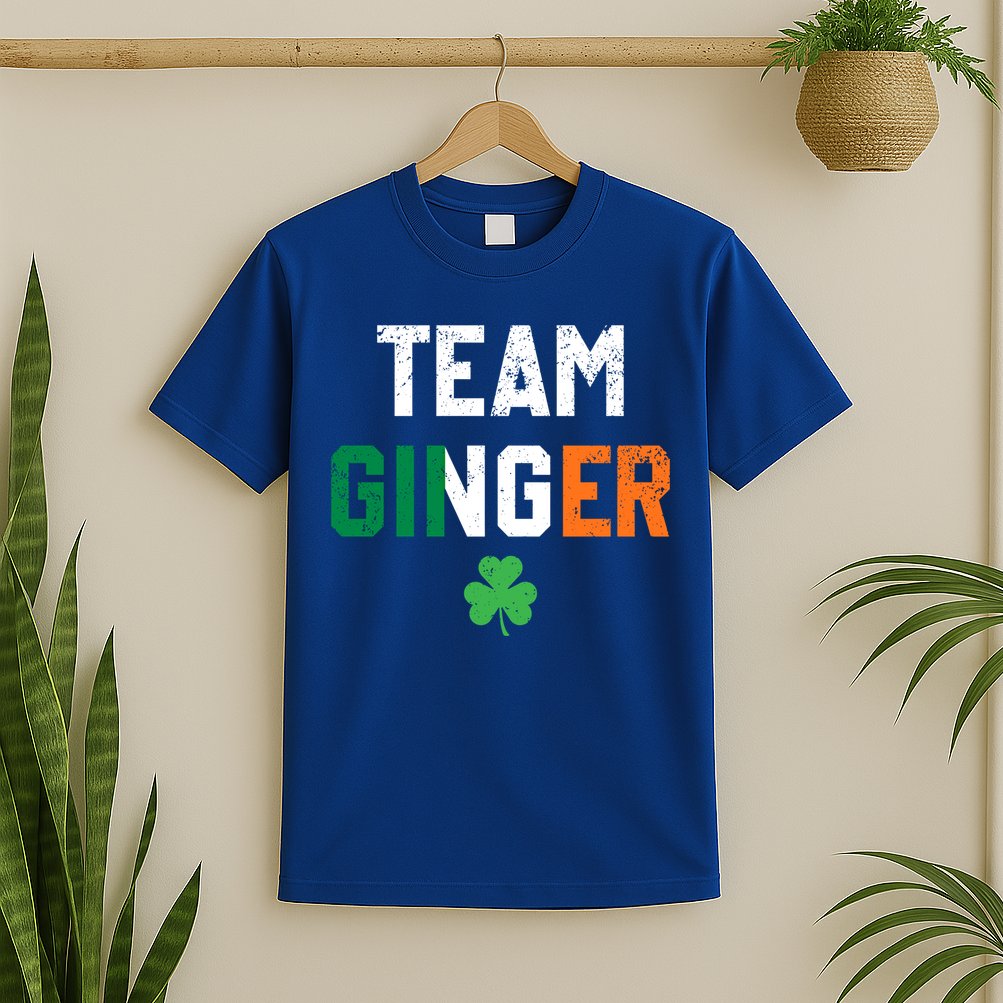 Cute Red Head Team Ginger St Patricks Day Green Irish Flag Funny Gift T-Shirt