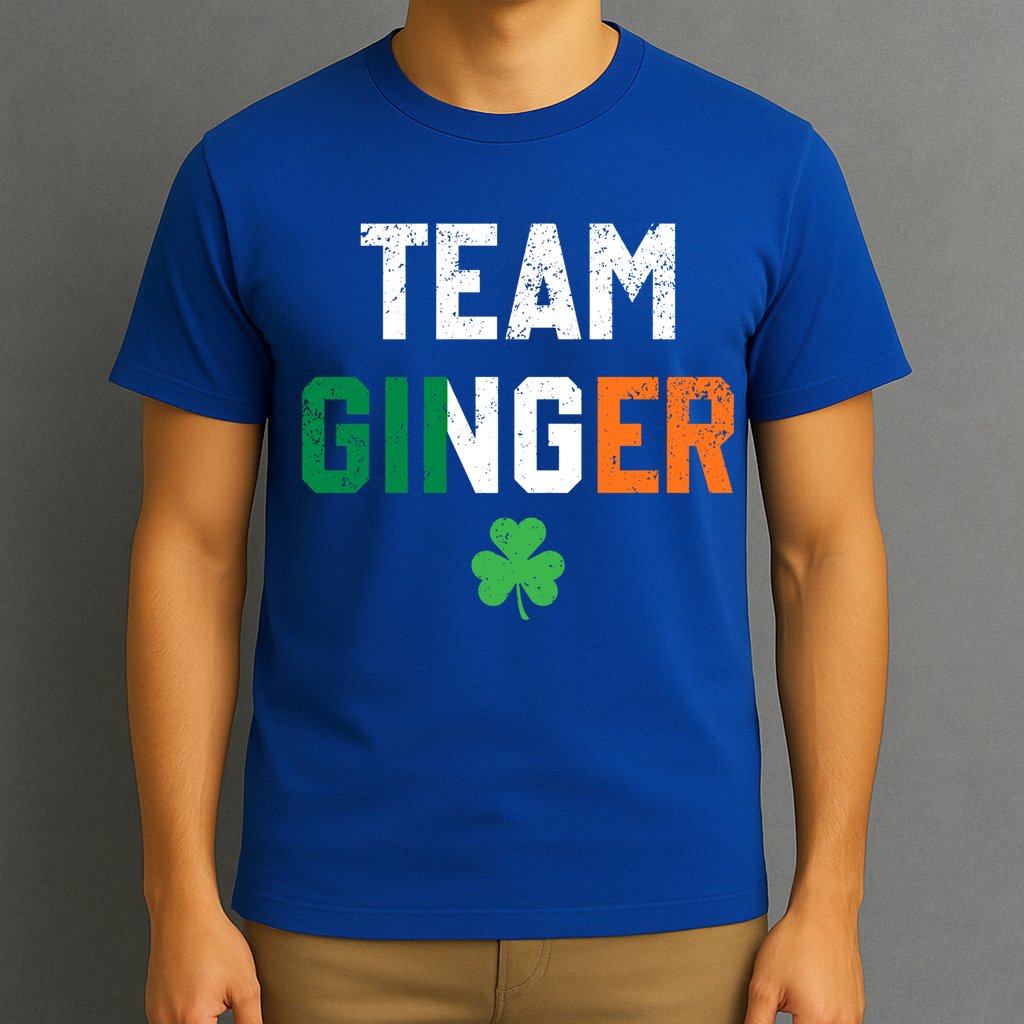 Cute Red Head Team Ginger St Patricks Day Green Irish Flag Funny Gift T-Shirt