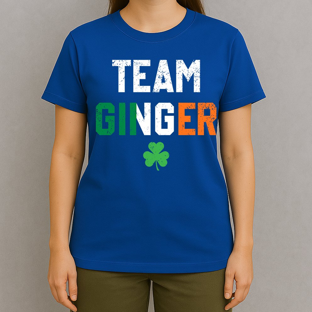 Cute Red Head Team Ginger St Patricks Day Green Irish Flag Funny Gift T-Shirt